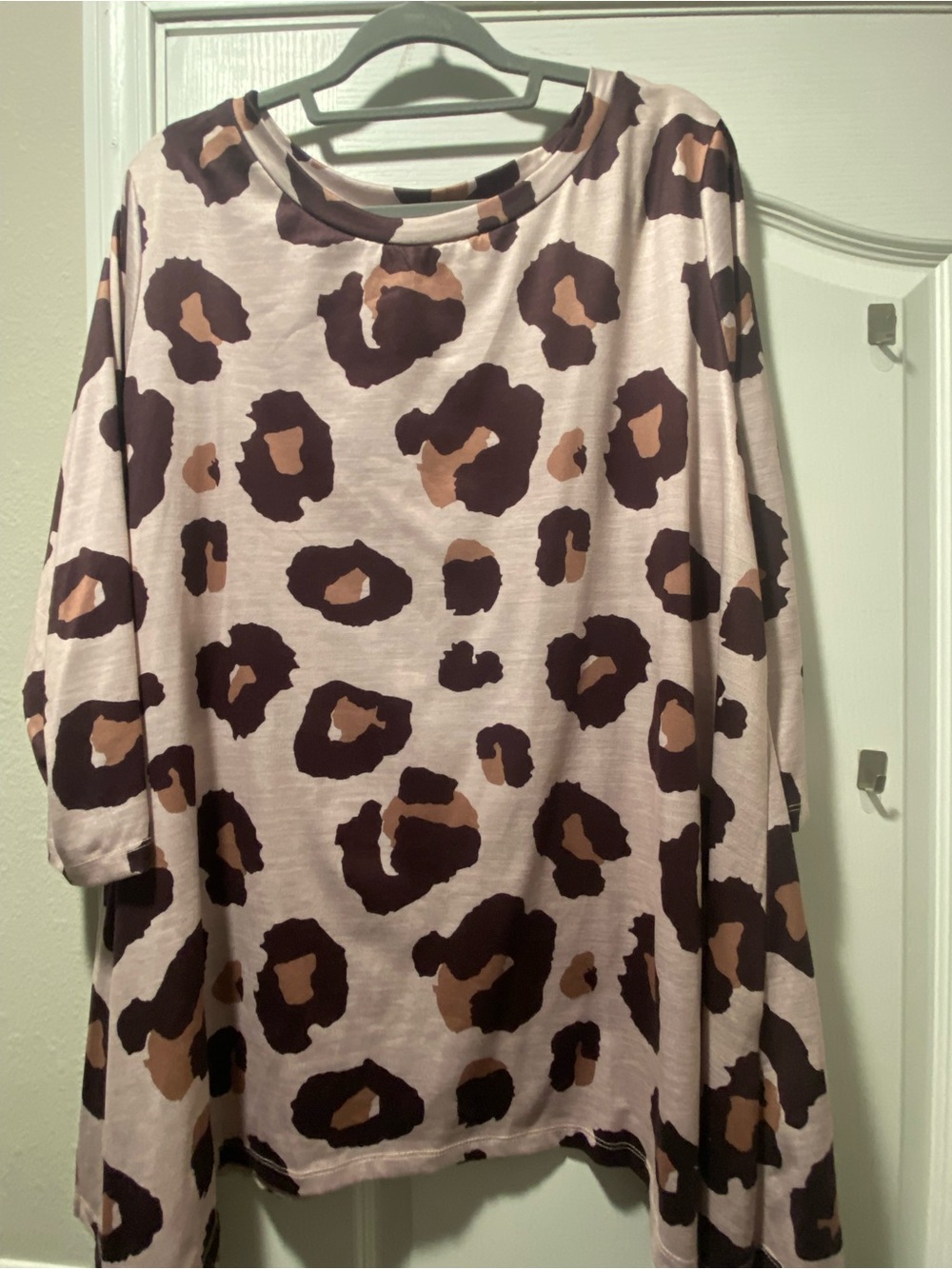Leopard Print Women's Blouse - Taupe & pale Pink